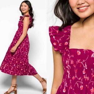 NWT Hill House Floral Ellie Nap Dress Small XS Burgundy Red